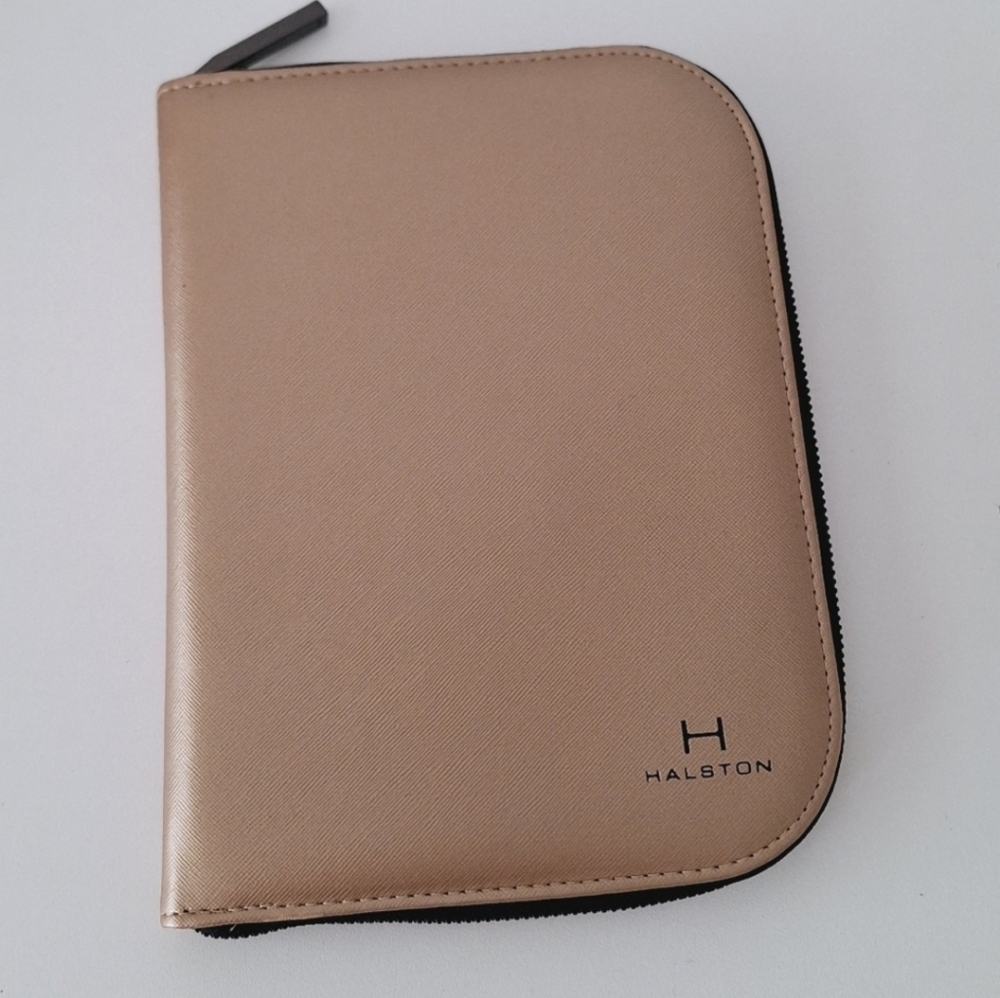 H by Halston gold faux leather zip around jewelry organizer